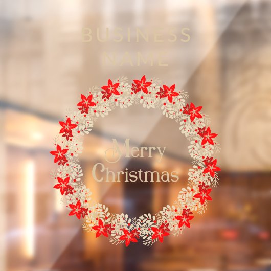 Christmas Wreath Botanical Holly & Poinsettias ウィンドウサイン (シート2)