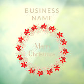 Christmas Wreath Botanical Holly & Poinsettias ウィンドウサイン (シート3)