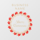 Christmas Wreath Botanical Holly & Poinsettias ウィンドウサイン (シート)
