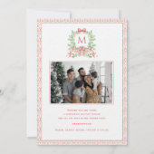 Christmas Wreath Candy Cane Bow | Photo Card セーブザデート (裏面)