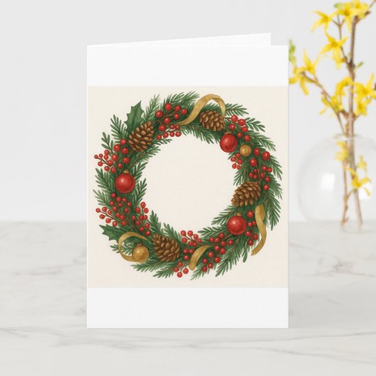 Christmas Wreath Card カード (黄色い花)