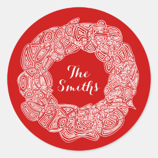 Christmas Wreath Classic Round Sticker ラウンドシール