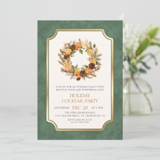 Christmas Wreath Cocktail Party Invitation 招待状 (スタンド正面)