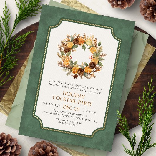 Christmas Wreath Cocktail Party Invitation 招待状