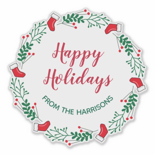  Christmas Wreath Design Sticker Label シール (正面)