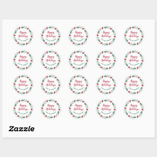 Christmas Wreath Design Sticker Label ラウンドシール (シート)