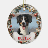 Christmas Wreath Dog Photo Tree Ornament セラミックオーナメント (左)