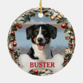 Christmas Wreath Dog Photo Tree Ornament セラミックオーナメント (裏面)