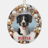 Christmas Wreath Dog Photo Tree Ornament セラミックオーナメント (左)