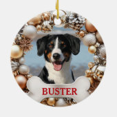 Christmas Wreath Dog Photo Tree Ornament セラミックオーナメント (裏面)