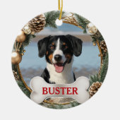 Christmas Wreath Dog Photo Tree Ornament セラミックオーナメント (正面)