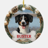 Christmas Wreath Dog Photo Tree Ornament セラミックオーナメント (裏面)