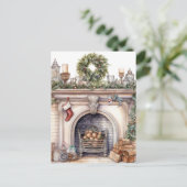 Christmas Wreath Fireplace シーズンポストカード (スタンド正面)