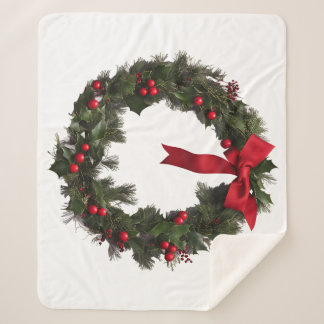 CHRISTMAS WREATH Fleece Blanket シェルパブランケット