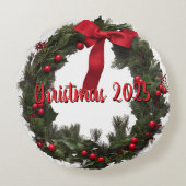 CHRISTMAS WREATH Fleece Blanket ラウンドクッション (裏面)