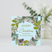 Christmas wreath Floral Family Name Holiday 招待状 (スタンド正面)