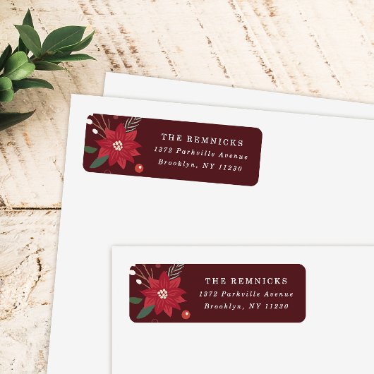 Christmas Wreath Floral Holiday Address Label ラベル