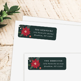 Christmas Wreath Floral Holiday Address Label ラベル