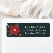 Christmas Wreath Floral Holiday Address Label ラベル (インサイチュ)