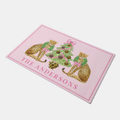 Christmas Wreath Leopard  ドアマット (アングル)