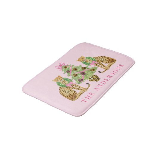 Christmas Wreath Leopard  バスマット (アングル)