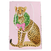 Christmas Wreath Leopard  ミディアムペーパーバッグ (正面)