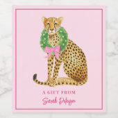 Christmas Wreath Leopard  ワインラベル (シングルラベル)