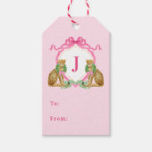 Christmas Wreath Leopard Crest Monogram  ギフトタグ (正面)