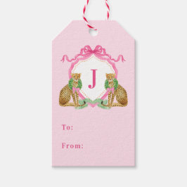 Christmas Wreath Leopard Crest Monogram  ギフトタグ