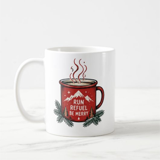 Christmas Wreath Monogram Mug コーヒーマグカップ (左)