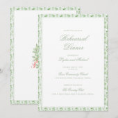 Christmas Wreath | Monogram Rehearsal Dinner 招待状 (正面/裏面)