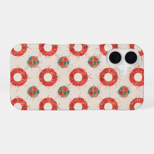 Christmas Wreath Pattern iPhone 16ケース (裏面横)