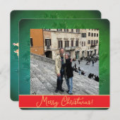 Christmas Wreath + Photo Flat Holiday Card シーズンカード (正面/裏面)