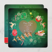 Christmas Wreath + Photo Flat Holiday Card シーズンカード (正面/裏面)