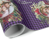 Christmas Wreath Plaids Family Photo Personalized ラッピングペーパー (ロールコーナー)