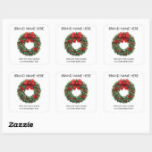Christmas Wreath Red Bow | Modern Candle Labels スクエアシール (シート)