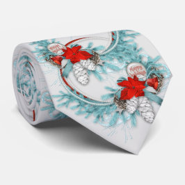 Christmas Wreath Red Bow Teal Holidays ネクタイ