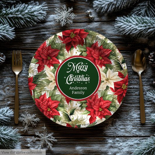 Christmas Wreath Red Green Modern Paper Plates  ペーパープレート
