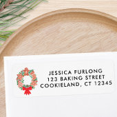 Christmas Wreath Return Address ラベル