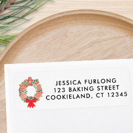 Christmas Wreath Return Address  ラベル