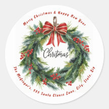 Christmas Wreath Return Address Vintage