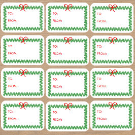 Christmas Wreath 'To and From' Sticker Labels シール
