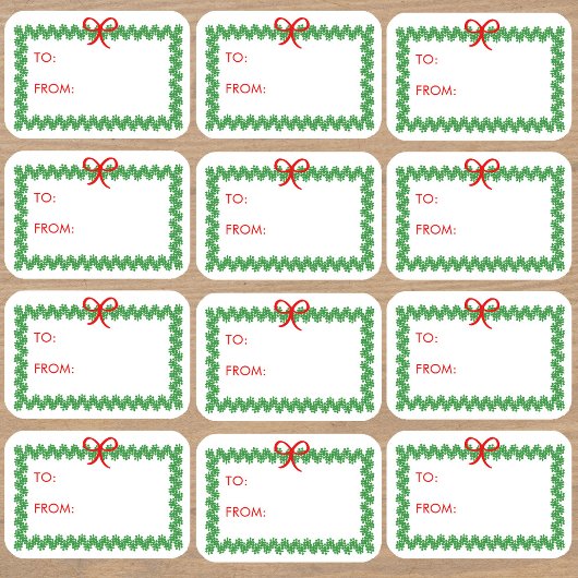 Christmas Wreath 'To and From' Sticker Labels シール