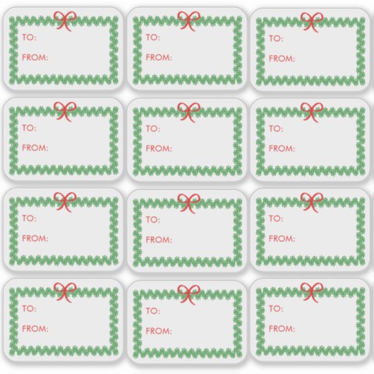 Christmas Wreath 'To and From' Sticker Labels シール (正面)