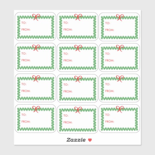 Christmas Wreath 'To and From' Sticker Labels シール (シート)