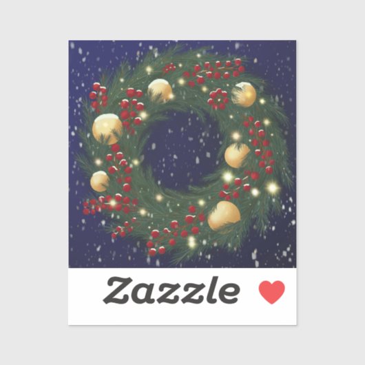 Christmas wreath with pine branches シール (シート)