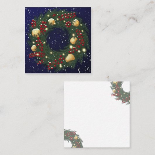 Christmas wreath with pine branches スクエア名刺 (正面/裏面)