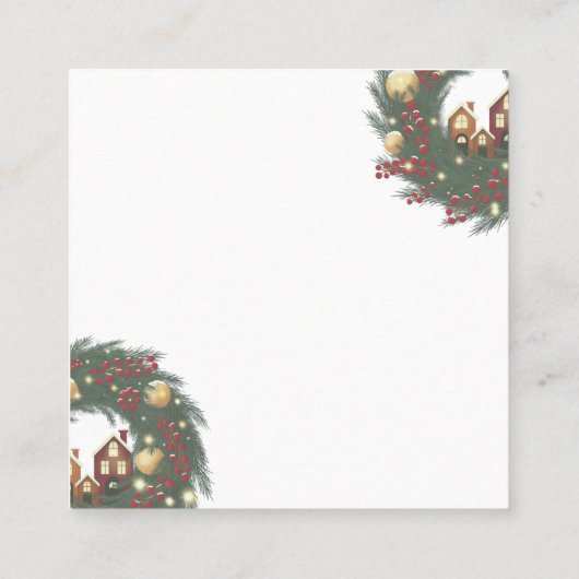 Christmas wreath with pine branches スクエア名刺 (裏面)