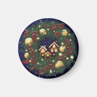 Christmas wreath with pine branches マグネット