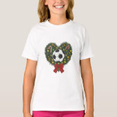 Christmas Wreath with Soccer Ball Tシャツ (正面)